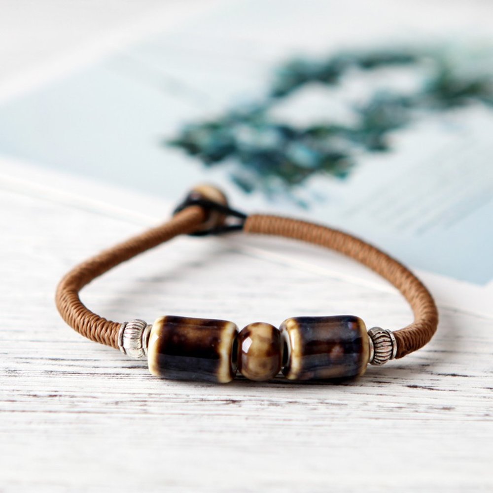 Ceramic Bead Charm Bracelet BOHO Bolo - Picture 6 of 8